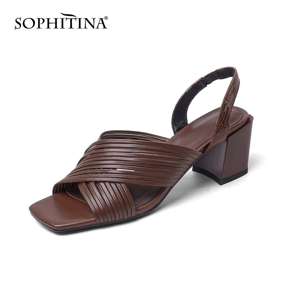 Сандалии SOPHITINA женские на массивном квадратном каблуке удобная обувь с