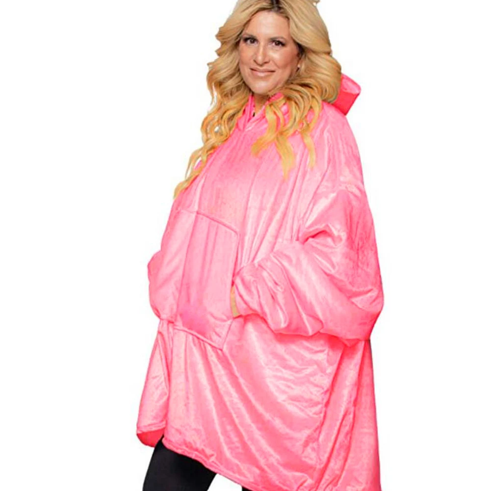 

Plaid Hooded Blankets Hoodie Sweatshirt Wearable Blanket With Sleeves Adult Fleece Maternity Oversized Coat Couverture Polaire