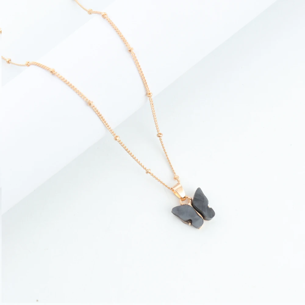 Модное колье-чокер для девочек модное розовое золото кулон-бабочка ожерелье