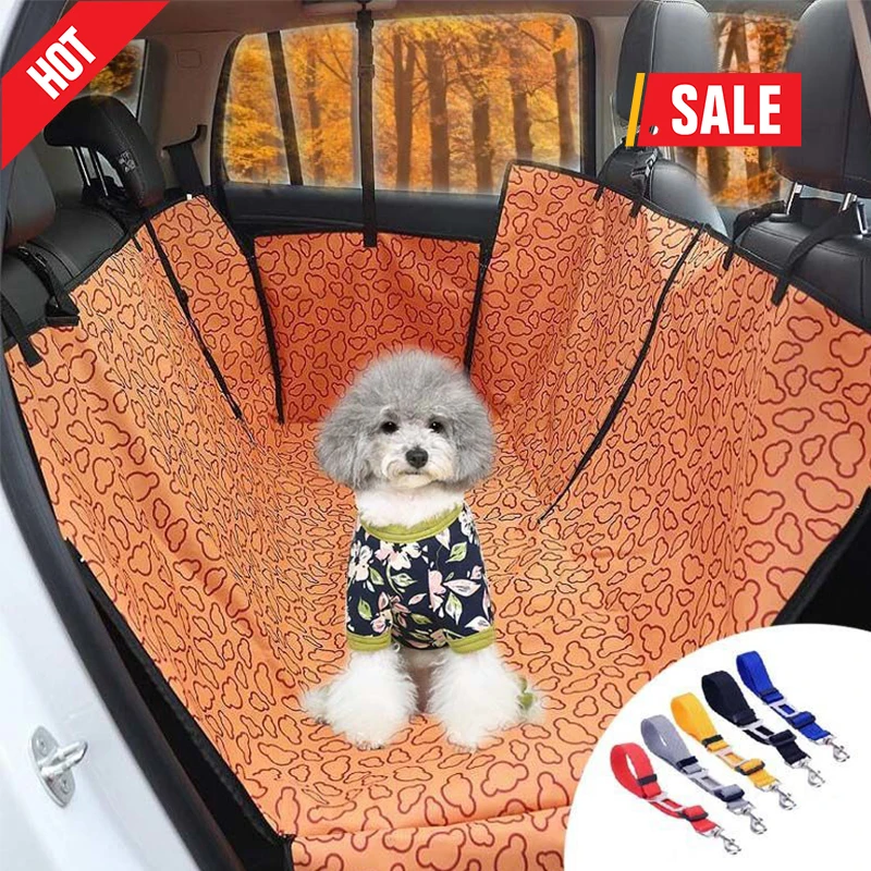 

Pets Dog Carriers Waterproof Rear Back Dog Car Seat Cover Hammock Protector with Safety Belt Transportin hond Trunk Mat Carrying