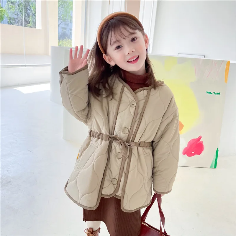 

Children's Korean Version of Quilted Cotton Baby Winter New Style Girls Thick Warm Waist Cotton-padded Jackets