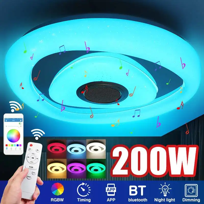 

200W 110-220V Bluetooth LED Ceiling Lamp RGB Music Light Music Rhythm Gradient Color Smart Ceiling Lamp For Home Foyer Hallways