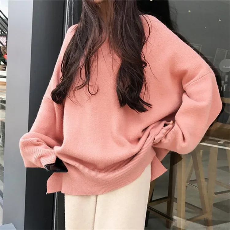 Новый 2021 осень-зима женские свитера в Корейском стиле Классические однотонные
