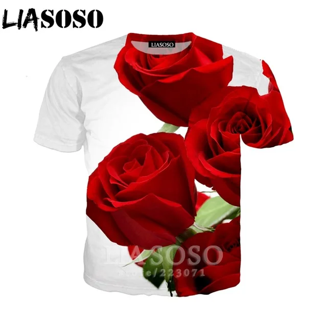 

2019 Summer New Fashion Men Women Sweatshirt 3D Print Rose Flower T Shirt Short Sleeve Hip Hop Top Harajuku Pullover LIASOSO