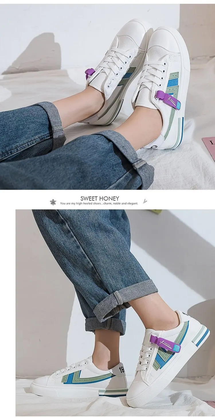 

2020 New Fashion Candy Color Lace-up Color Matching Canvas Shoes Women's Shoes Flat Casual Sports Shoes Comfortable White Shoes