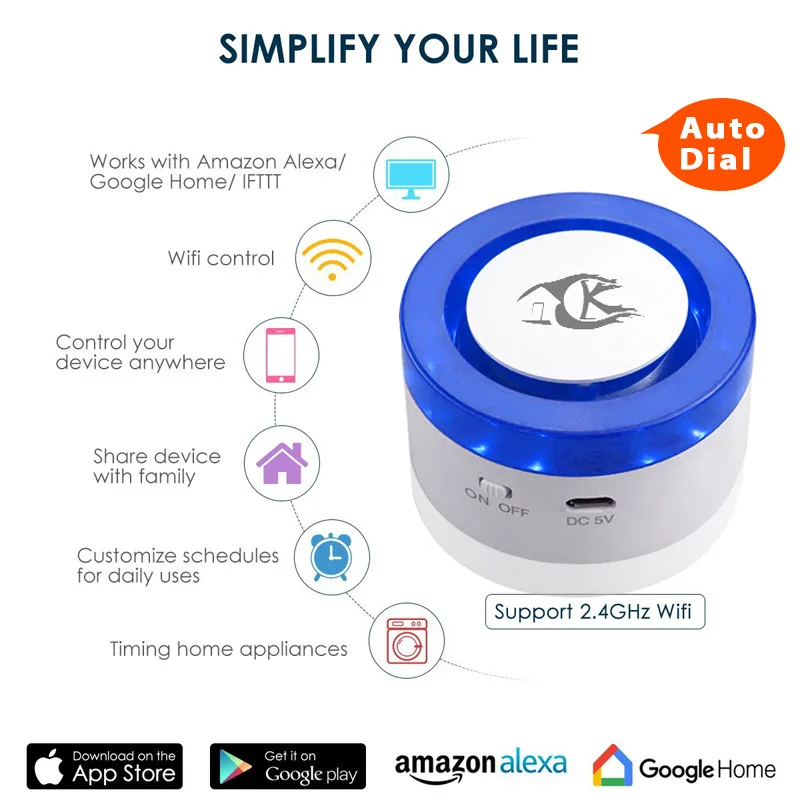 

Tuya WiFi Smart Gateway APP Remote Control Smart Siren Home Security System Hub Work With Window Sensor PIR Gas Detecter