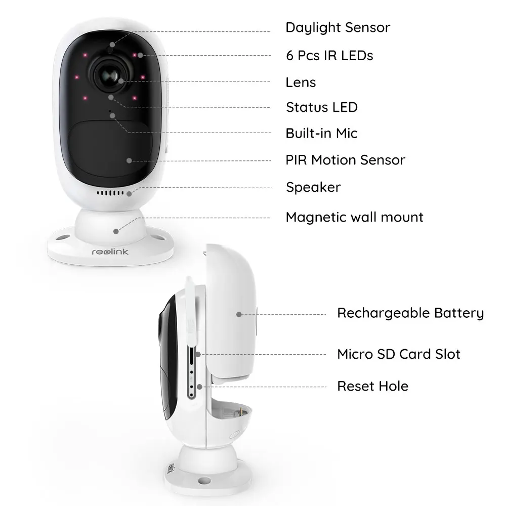 

[Refurbished Camera] Reolink IP Camera Battery Powered 1080P Full HD WiFi Outdoor Indoor Security Camera Argus 2
