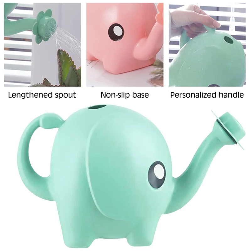 

1L Elephant Watering Can Home Patio Lawn Gardening Plant Outdoor Cute Cartoon Plastic Watering Pot Flower Water Can