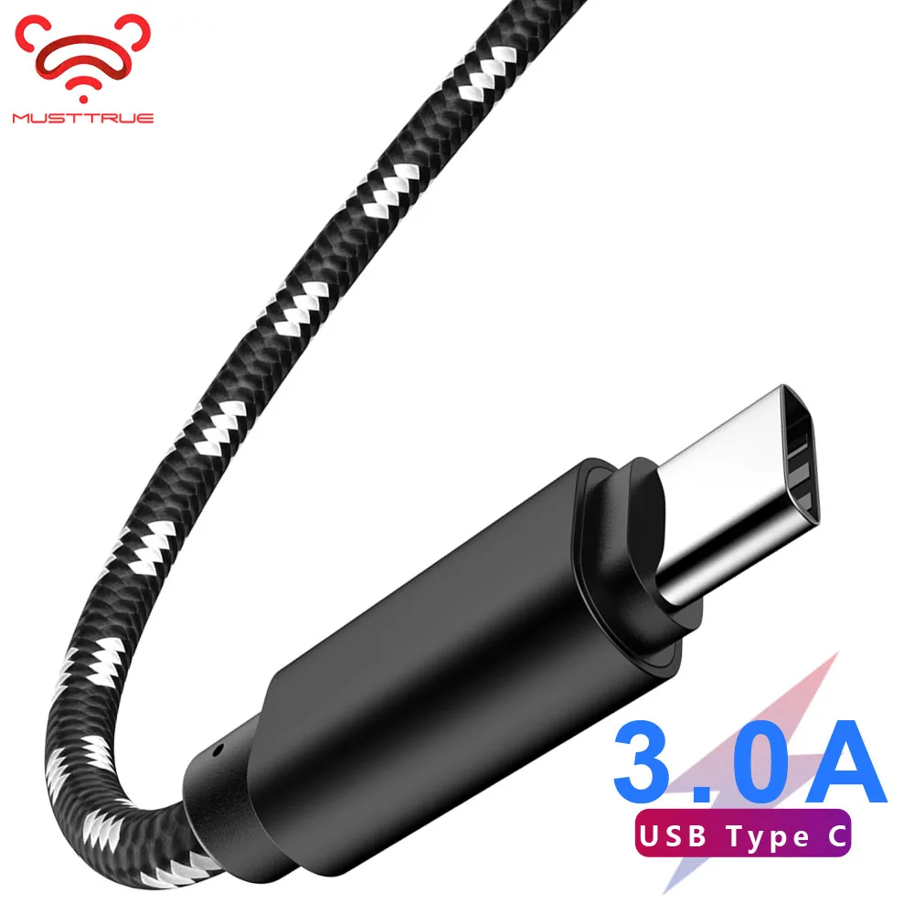 MUSTTRUE кабель usb type C 3A нейлоновый Плетеный зарядный шнур для oneplus UL 10 7 pro tipe c USB