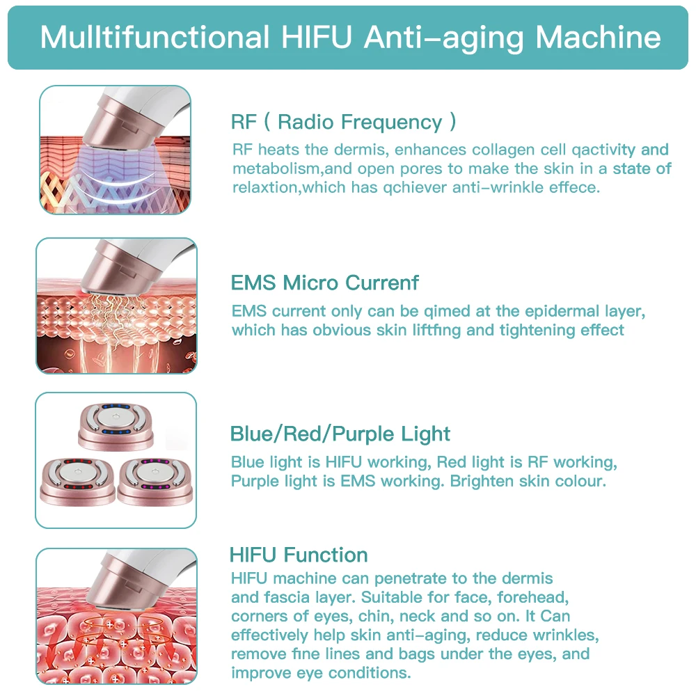 Мини Hifu EMS аппарат для микротоковой терапии RF радиочастотный Массажер подтяжки
