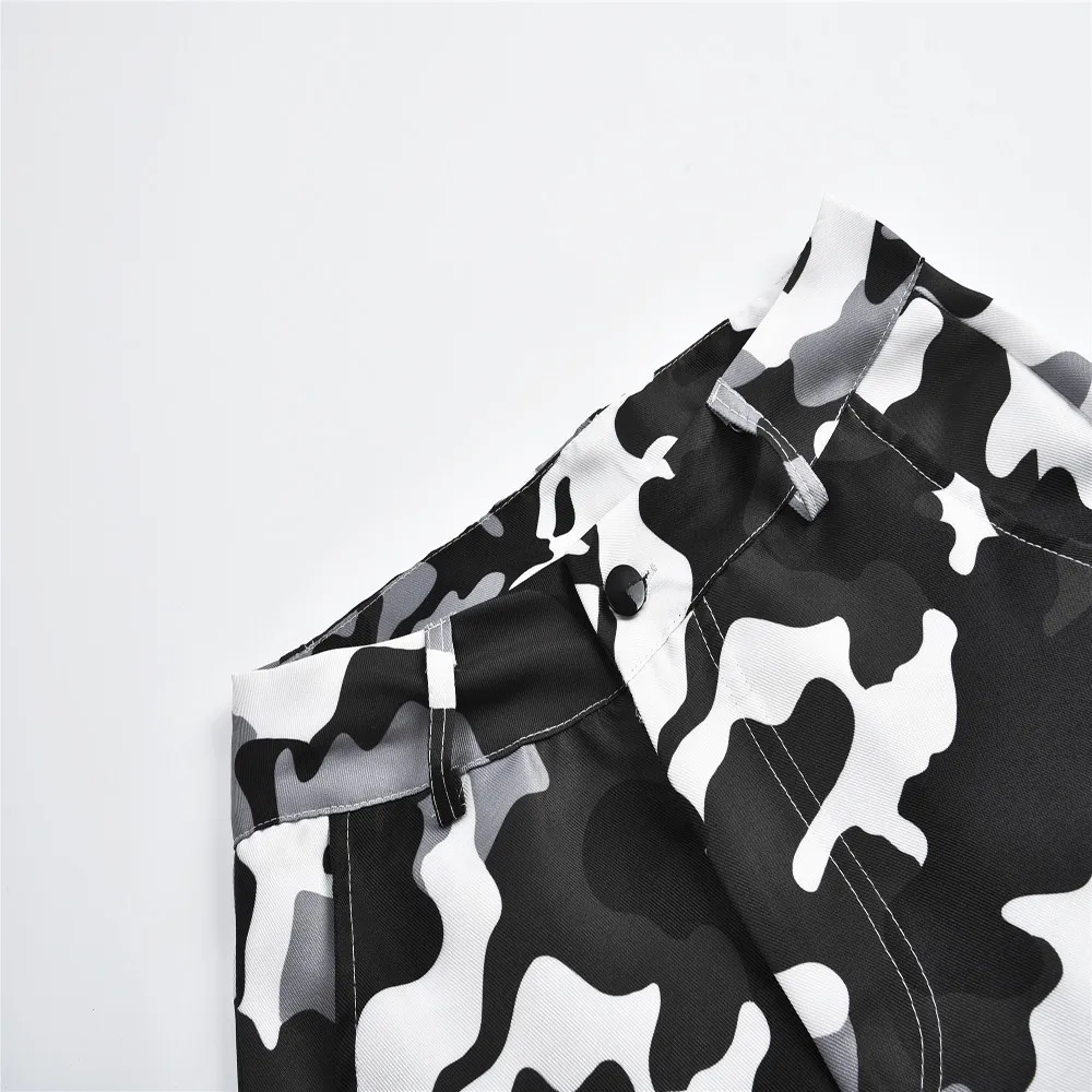 Брюки-карго женские камуфляжные с завышенной талией длинные капри в стиле