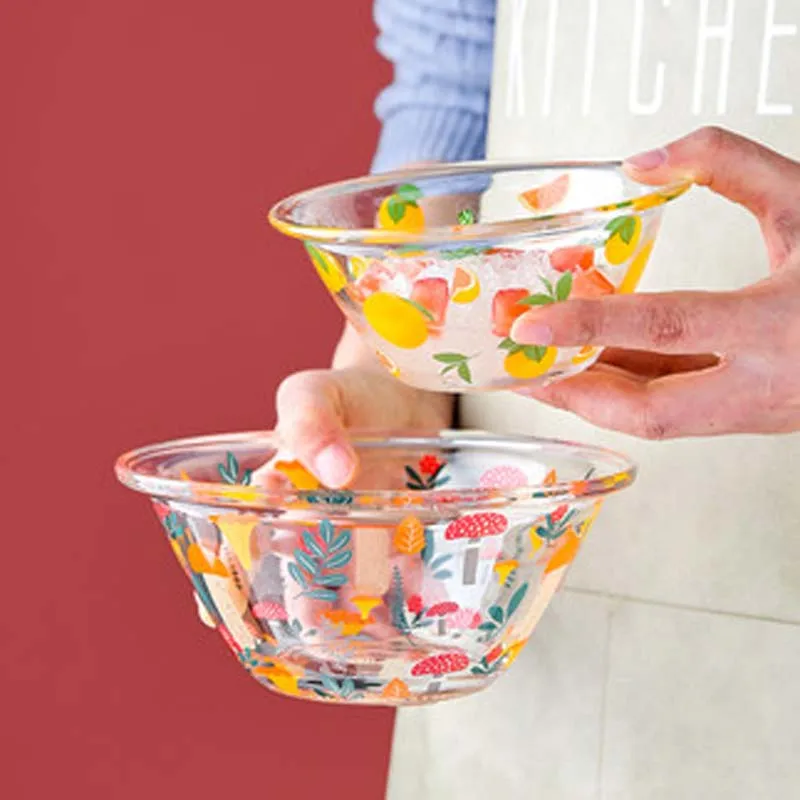

Transparent glass bowl ins salad bowl fruit bowl home small creative net red dessert bowl breakfast bowl