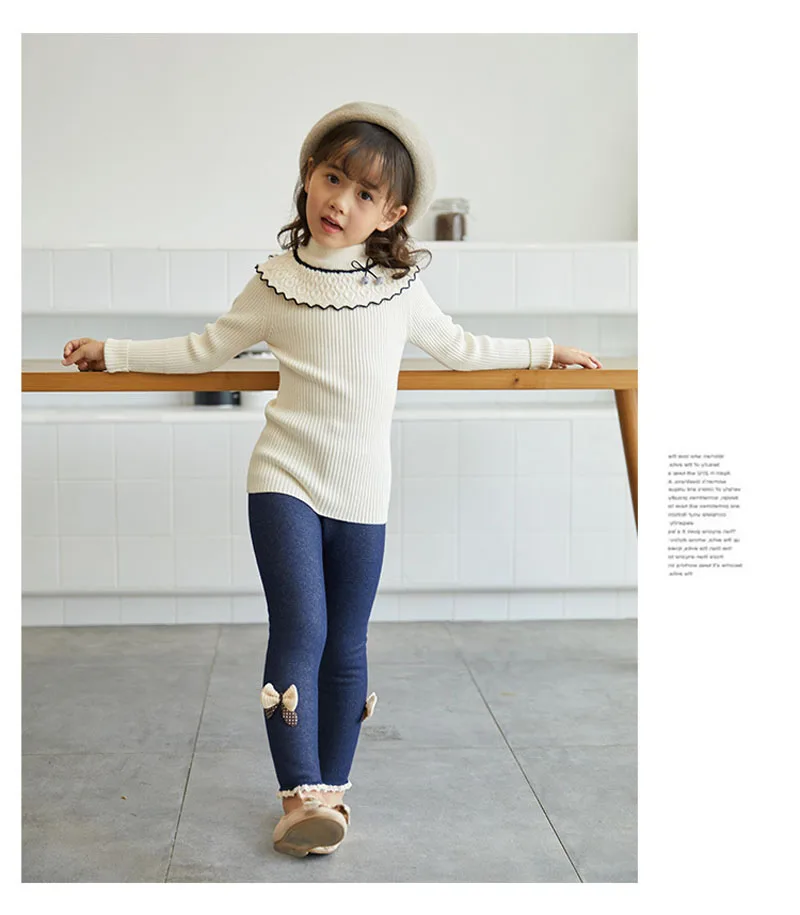 Высококачественные плотные теплые джинсы на зиму и весну леггинсы с бантом для