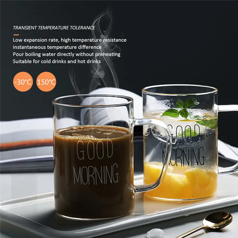 450 мл прекрасная Экологичная стеклянная чашка для завтрака кофе чай молоко сок