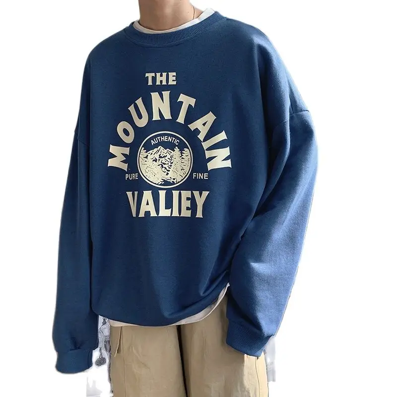 

Graphic Printed Men's Black Sweatshirts Autumn Men Casual O-neck Pullovers Hoodies Korean Man Sweatshirts Tops