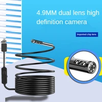 4 9mm dual lens endoscope 3 in 1 micro usb type c borescope with two cameras phone 6 leds light car plumbing inspection chamber