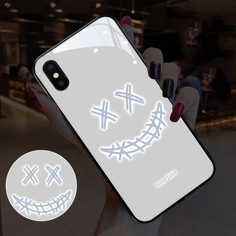 Флюминесцентный чехол с голосовым управлением для iPhone 12 11 Pro Max яркий телефона SE