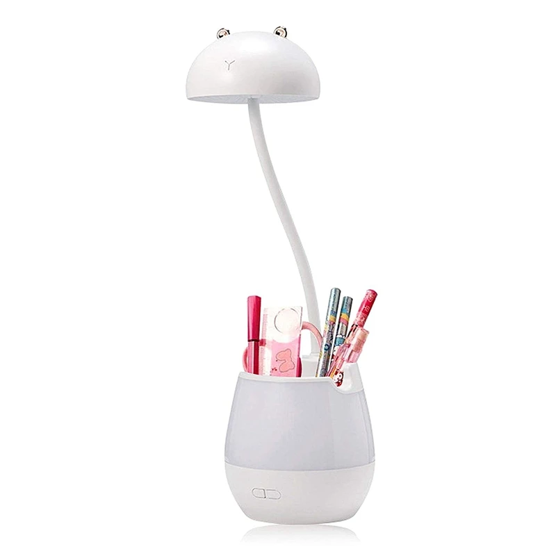 

2 in 1 Adjustable Desk Lamp with Pen Holder & Phone Stand, Warm Night Light ,Modern Table Lamp for Reading (White Bear)-ABUX