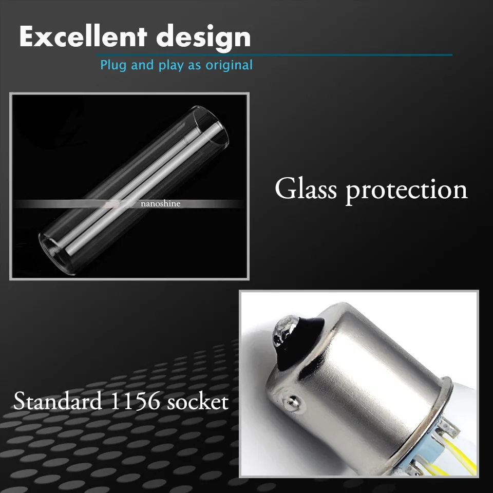 Две штуки светодиодных ламп с 4-мя филаментами LED P21W Ba15s со сверхярким светом для автомобиля 1156 S25 для заднего хода, поворотного сигнала и дневных ходовых огней, белый/красный/желтый включен.