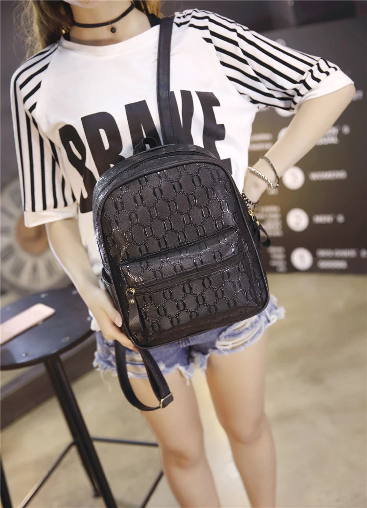 

2021 Backpack women's Pu schoolbag fashion casual all-around college style women's bag 2019 new fashion backpack women