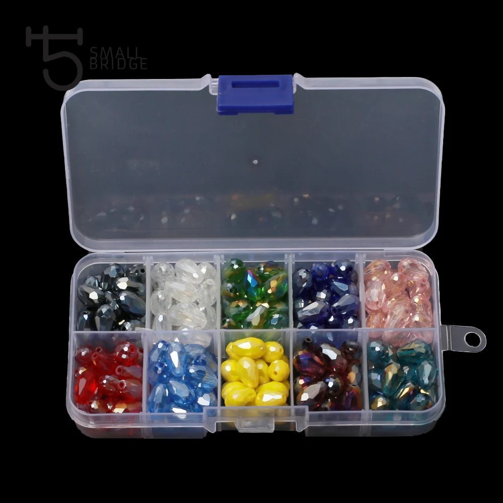 

6*8mm Austria Transparent Crystal Teardrop Beads for Jewelry Making Women Diy Supplies Faceted Glass Spacer 1 set 10 colors