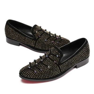 Повседневная Уличная обувь в британском стиле с золотыми стразами Молодежная