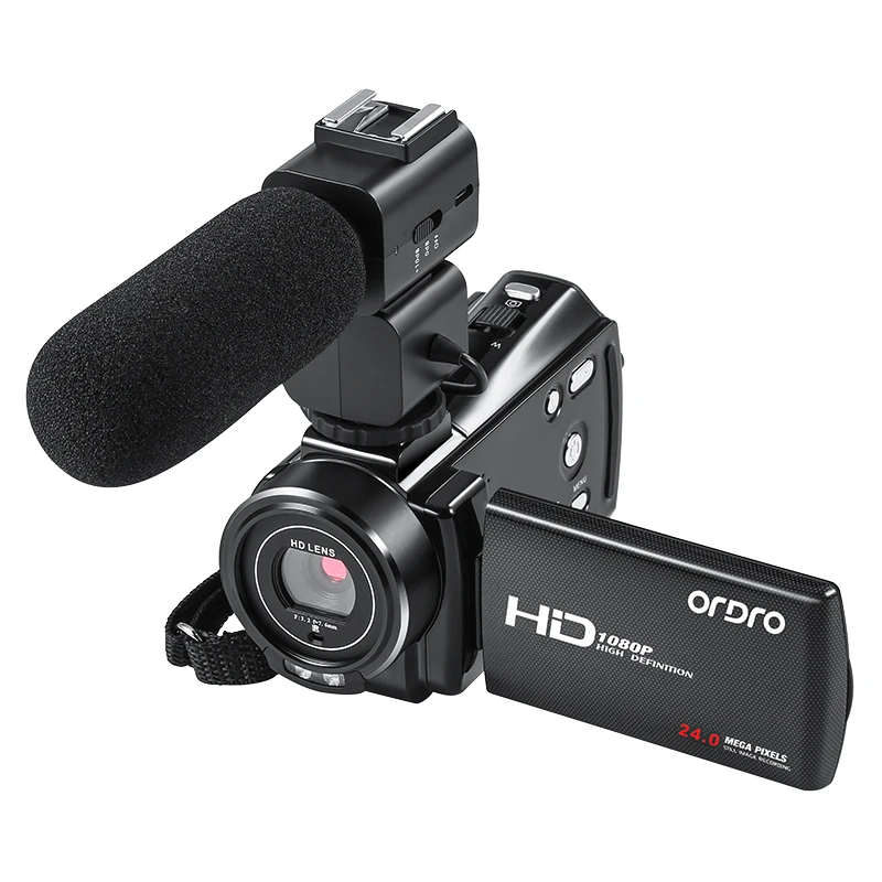 Ordro V7 Plus 1080P видеокамера Full HD видеокамера 16X цифровой зум 3,0 дюймов сенсорный экран Инфракрасный микрофон ночного видения