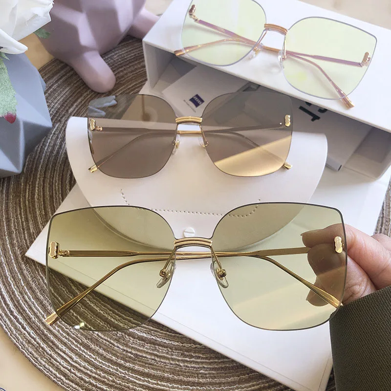 

Brown Brand Oversized Sunglasses Women Metal Fashion Square Shades Womne's 2020 Luxury Sun Glasses Men Big Frame Eyewear UV400