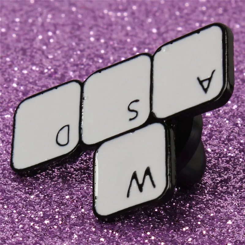 Brooch Keyboard WASD Funny Letter Block Computer Game Control Enamel Pin Shirt Denim Badge Worker Gifts | Украшения и аксессуары