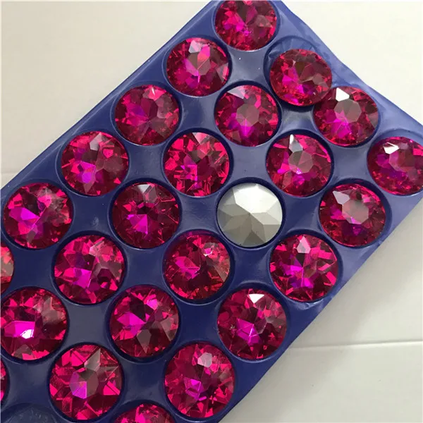fuchsia TopStone 35 мм 27 мм супер большие круглые стразы Baoshihua Стеклянные Хрустальные Необычные камни с острым носком с плоским верхом разные цвета - Цвет: fuchsia