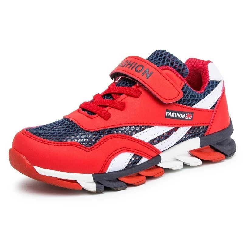 k08 red kids shoes Яркие детские кроссовки для мальчиков; дышащие кроссовки из сетчатого материала; Детская уличная спортивная обувь на липучке для маленьких девочек; цвета хаки; кроссовки - Цвет: k08 red kids shoes