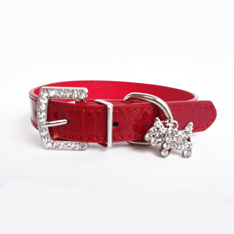 1pcs red Из искусственной кожи однотонные мягкие цветной, для домашних животных, для собак ошейник для маленьких, средних и больших собак шейный ремешок регулируемый щенок товары для животных - Цвет: 1pcs red