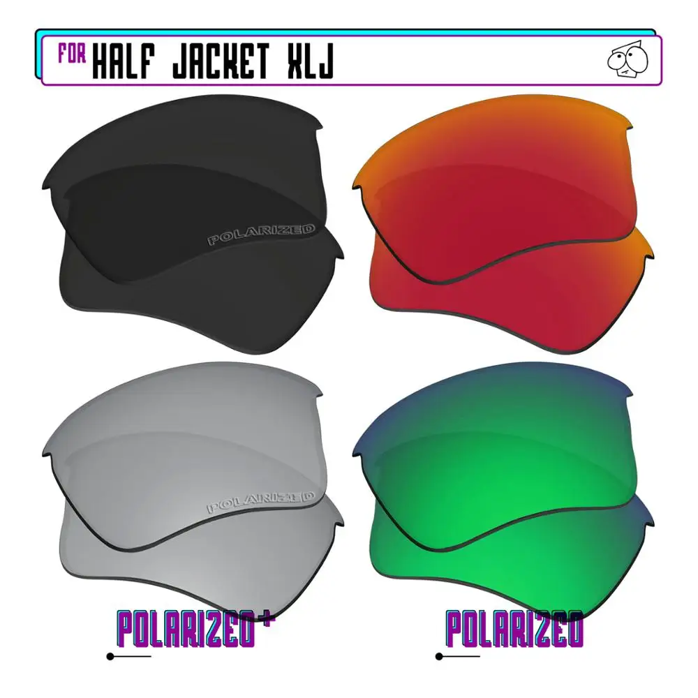 EZReplace Polarized Replacement Lenses for - Oakley Half Jacket XLJ Sunglasses - BkSrP Plus-RedGreenP