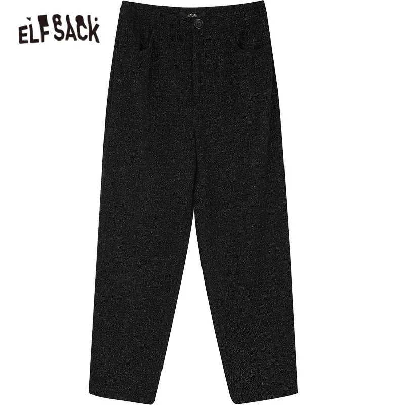 

ELFSACK Minimalist Solid High Waist Straight Smart Casual Women Pants,2020 Autumn ELF Pure Korean Ladies,Basic Daily Trouser