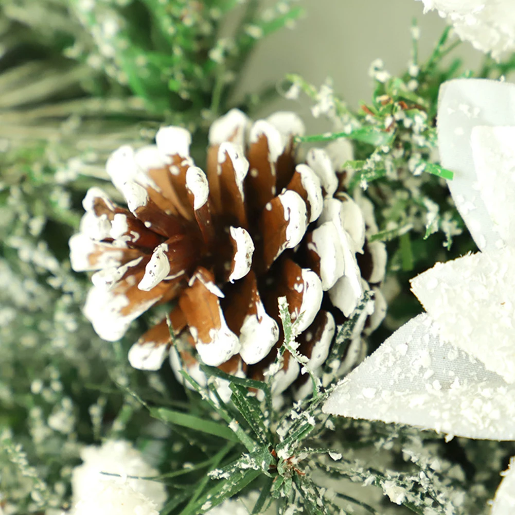 

35cm Round-shaped Rattan Flower Wreath Xmas Tree Hanging Flower Garland for Home Christmas Party Decor Tree Pendant Ornaments