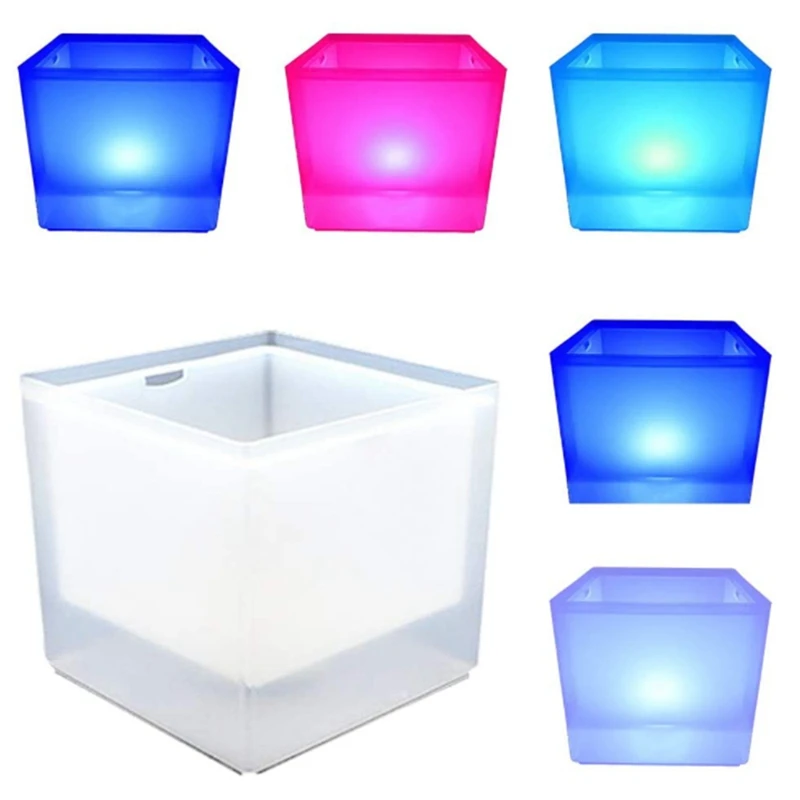Light-Up LED Wine Bucket Battery Operated Multi Color Changing Lights 5L Cooler Square Drink for Party Bar | Дом и сад
