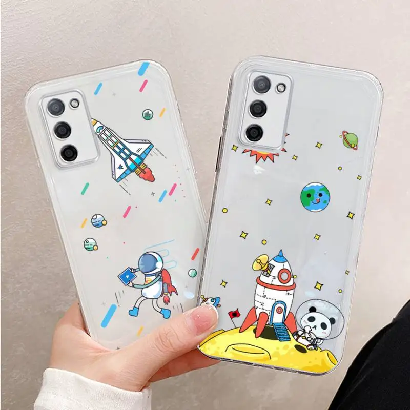 

Cartoon floating astronaut Phone Case Transparent For oppo R17 R15 R11 R9 F11 A32 A39 K7 K5 S X PRO PLUS moible bag