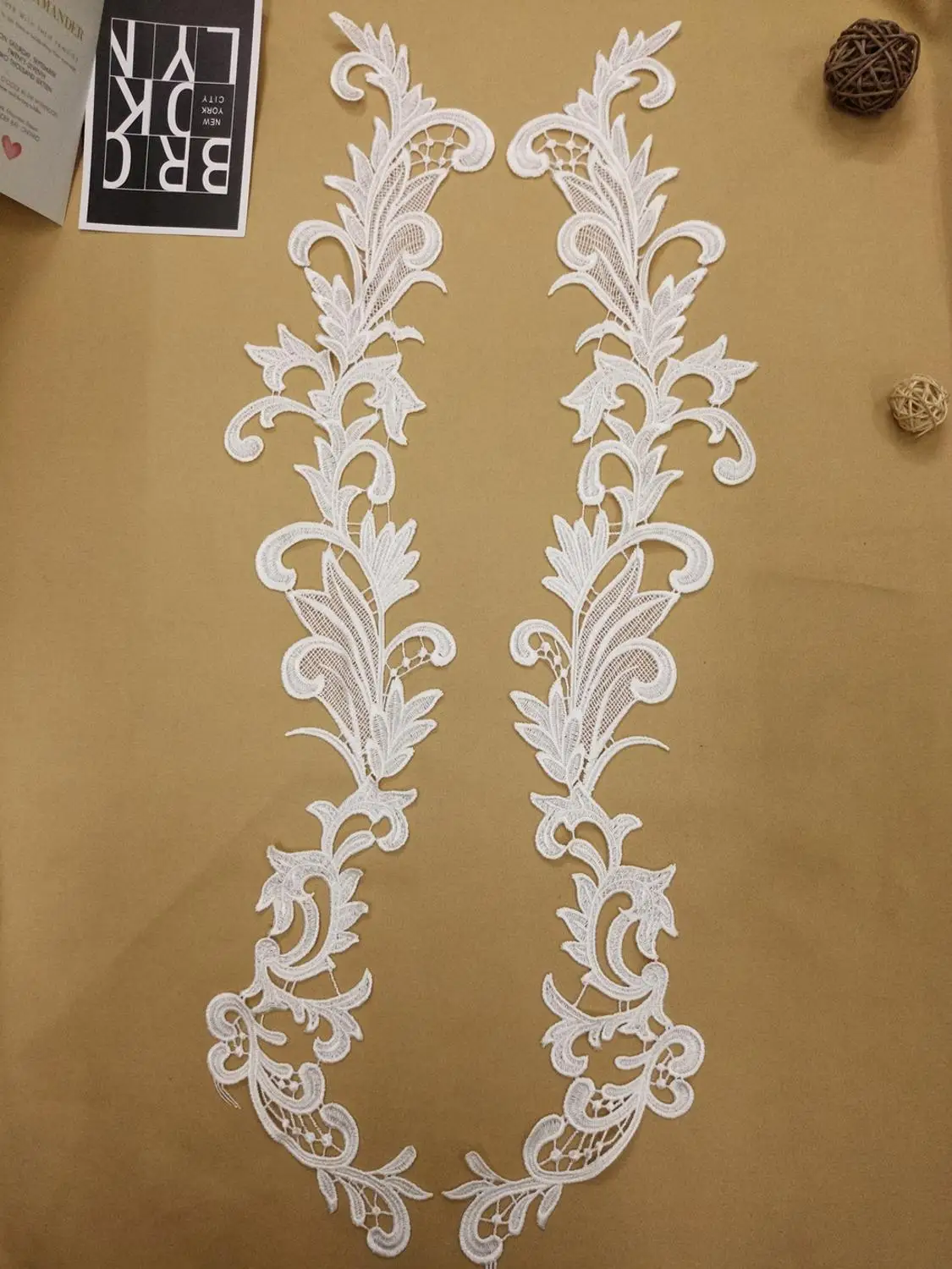 A 16X66CM 1 пара, Кружевная аппликация, длинный вырез, воротник, Аппликации, вышивка, кружевная отделка, ткань, шитье, пэчворк, сделай сам, ремесло - Цвет: A 16X66CM