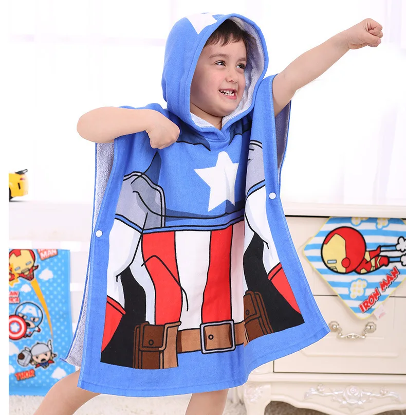 Детское мультяшное мягкое пляжное полотенце с капюшоном из хлопчатобумажной