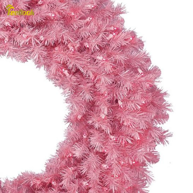 Teellook Розовый Рождественский венок со светодиодный Рождественские огни торговый