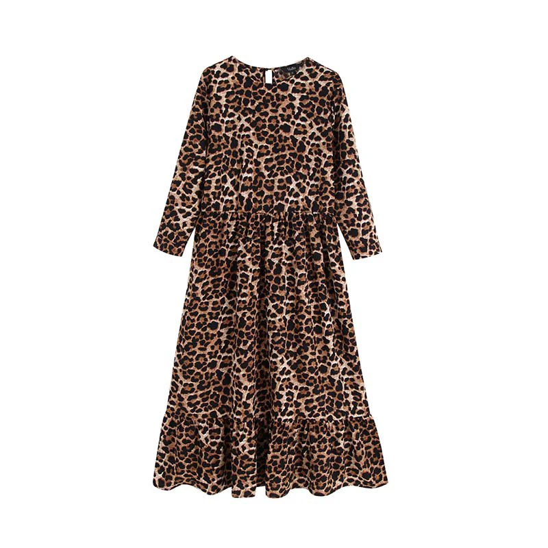 Женское винтажное платье с леопардовым принтом красное Повседневное средней