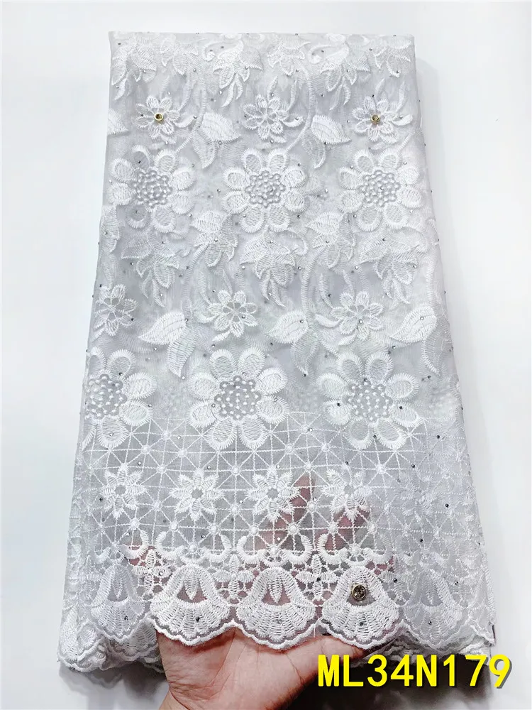 

BEAUTIFICAL 2020 Net lace fabric new design nigerian net lace mix wax fabric for dress 5yards with stones ML34N179