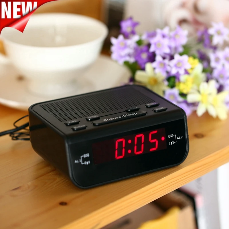 Компактный цифровой будильник с FM-радио и двойным будильником функция повтора