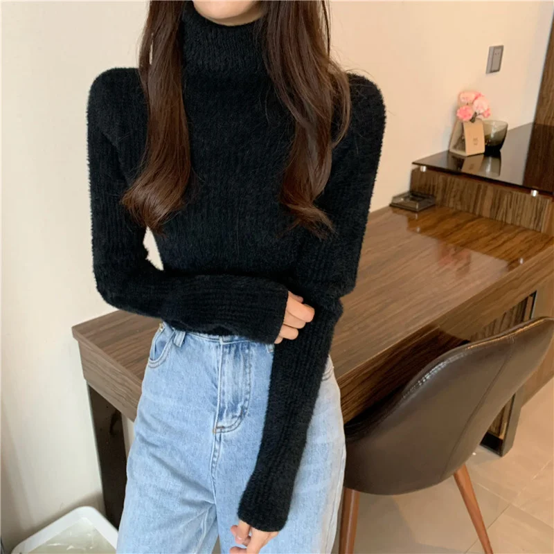 Утолщенный белый свитер с высокой горловиной новинка 2021 женский зимний