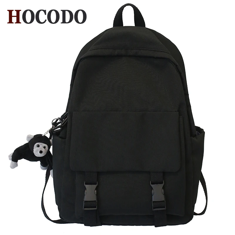 

HOCODO Solid Color Backpack Women Simple Anti-Theft Female Backpack Casual College Style Schoolbag For Teenage Girl Travel Bag