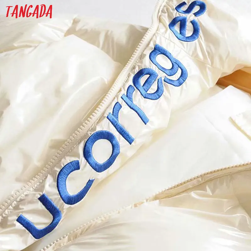 Tangada, женские парки больших размеров, толстые,, короткие, стильные, на молнии, с карманами, женские, теплые, зимние, с вышивкой, пальто MJ05