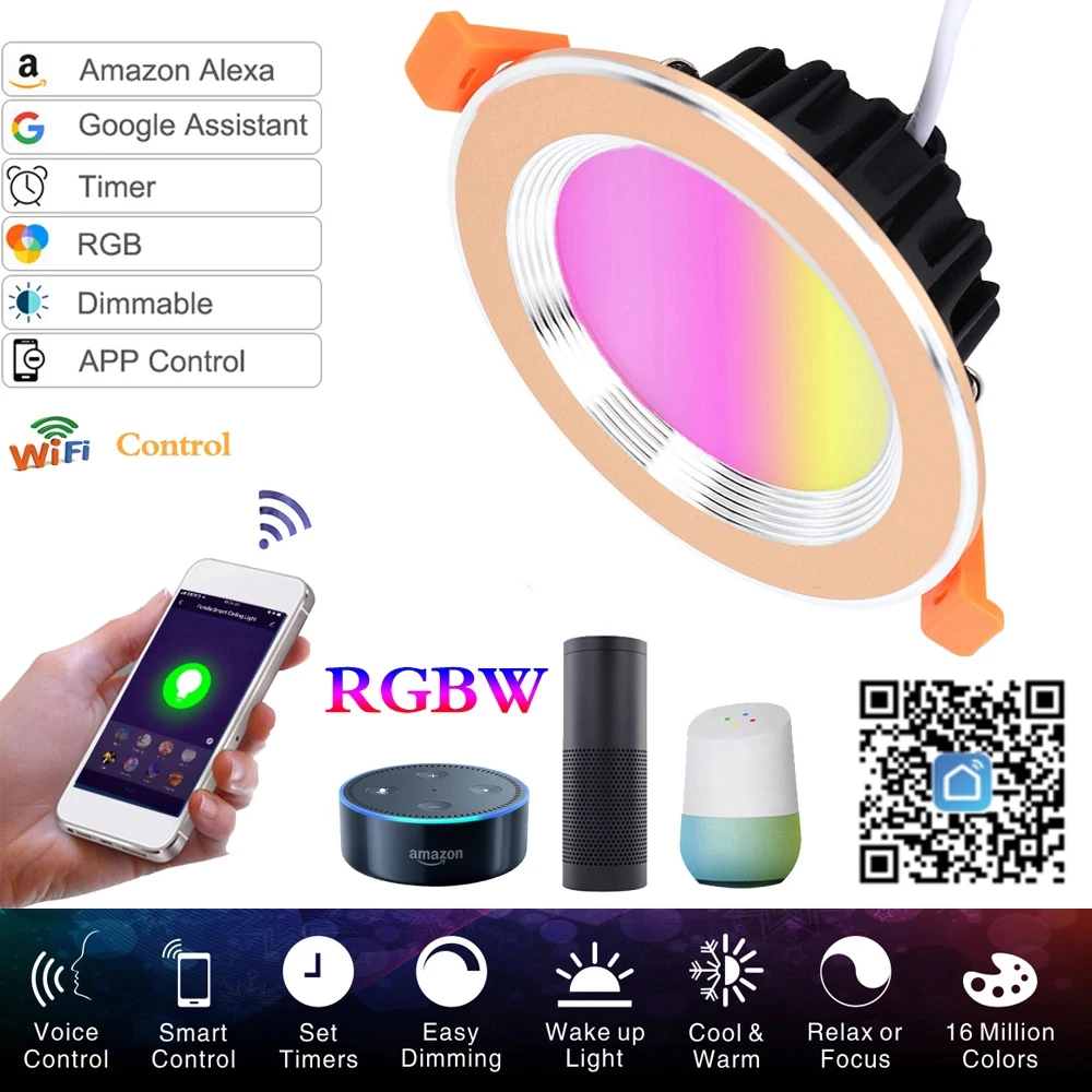 Wi Fi Интеллектуальный светильник светодиодный встраиваемые светодиодные лампы с