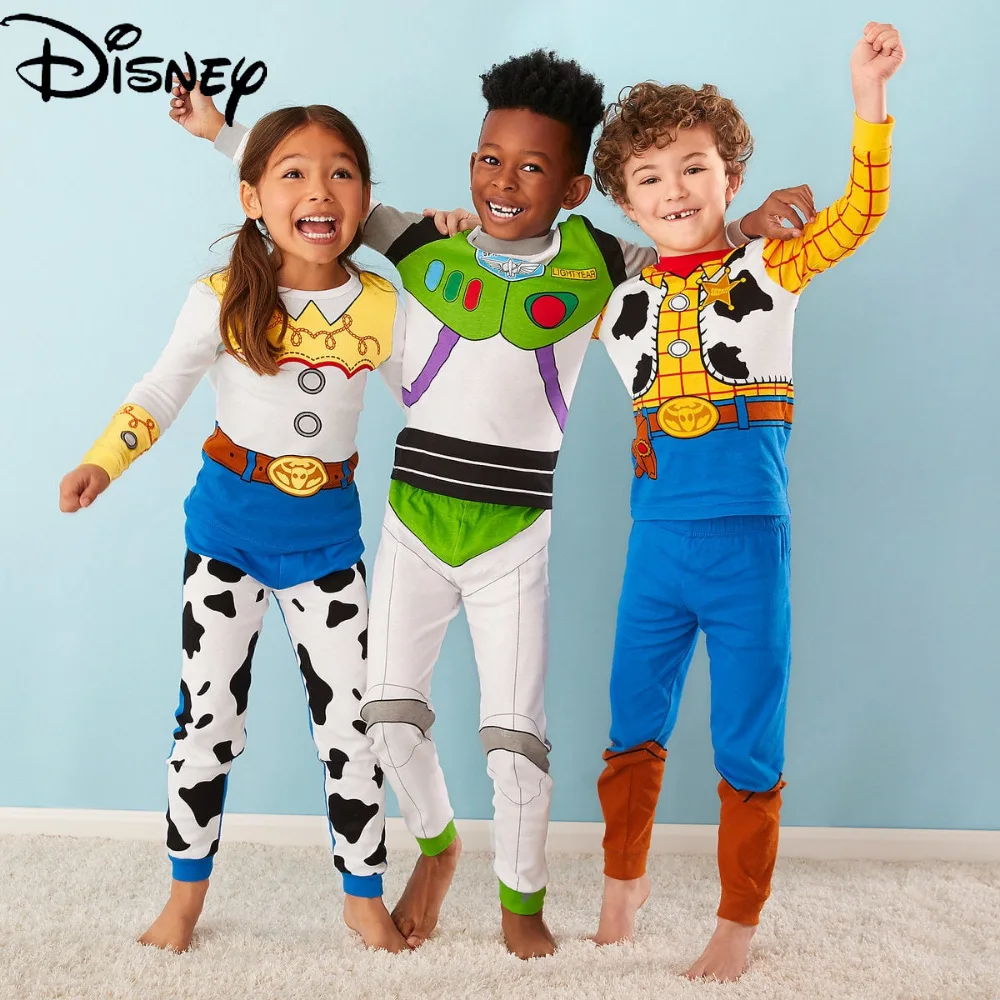 

Disney Buzz Lightyear Cotton Long Sleeve Children's Pajamas Two-piece Boys Pajamas Homewear Kids Winter Clothes