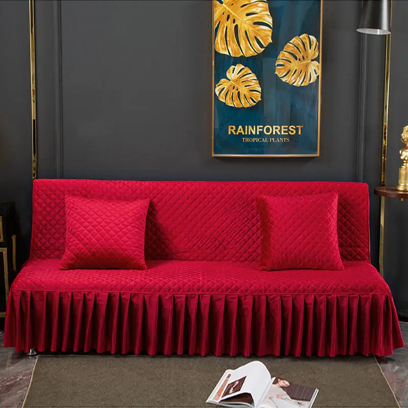 

High-grade thick folding sofa-bed cover without armrests, universal full cover non-slip chaise sofa cushion towel wallpaper