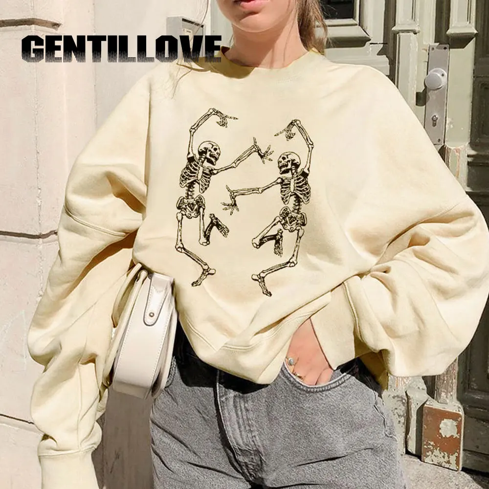 

Fashion Dance Skull Print Sweatshirt Women O Neck Long Sleeve Loose Casual Ladies Hoodies Korean Y2k Pullover Hip Hop Street